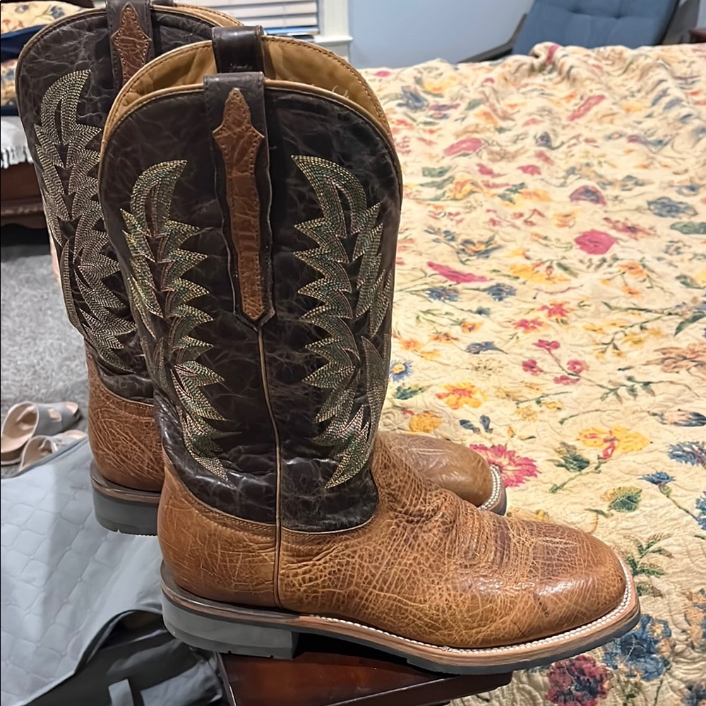 Men's Brown and Tan Cowboy Boots
